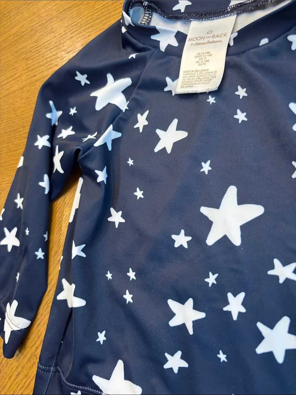 Hanna Andersson Navy and White Star Long-Sleeve Rash Guard